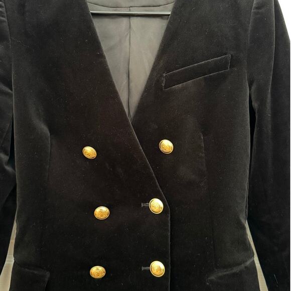 A.L.C Chelsea Velvet Jacket Mini Dress V neck in black with gold buttons size 6 - Picture 10 of 15